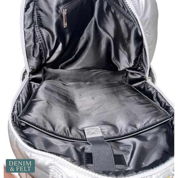 Caraa x Athleta Commuter Backpack Silver Nylon Laptop Travel Gym Work‎ Bag